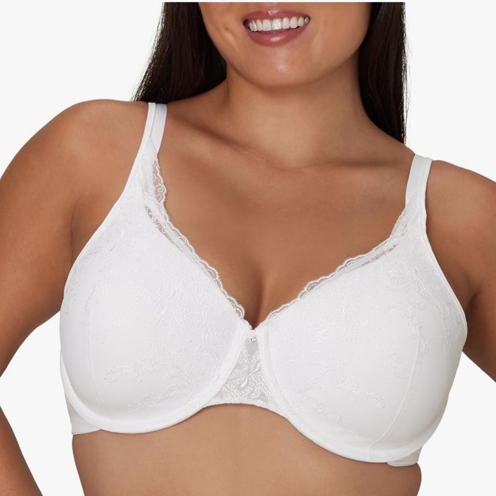 Playtex White Lace Underwire Full Coverage Bra #US4513 Sz 38C  NWT